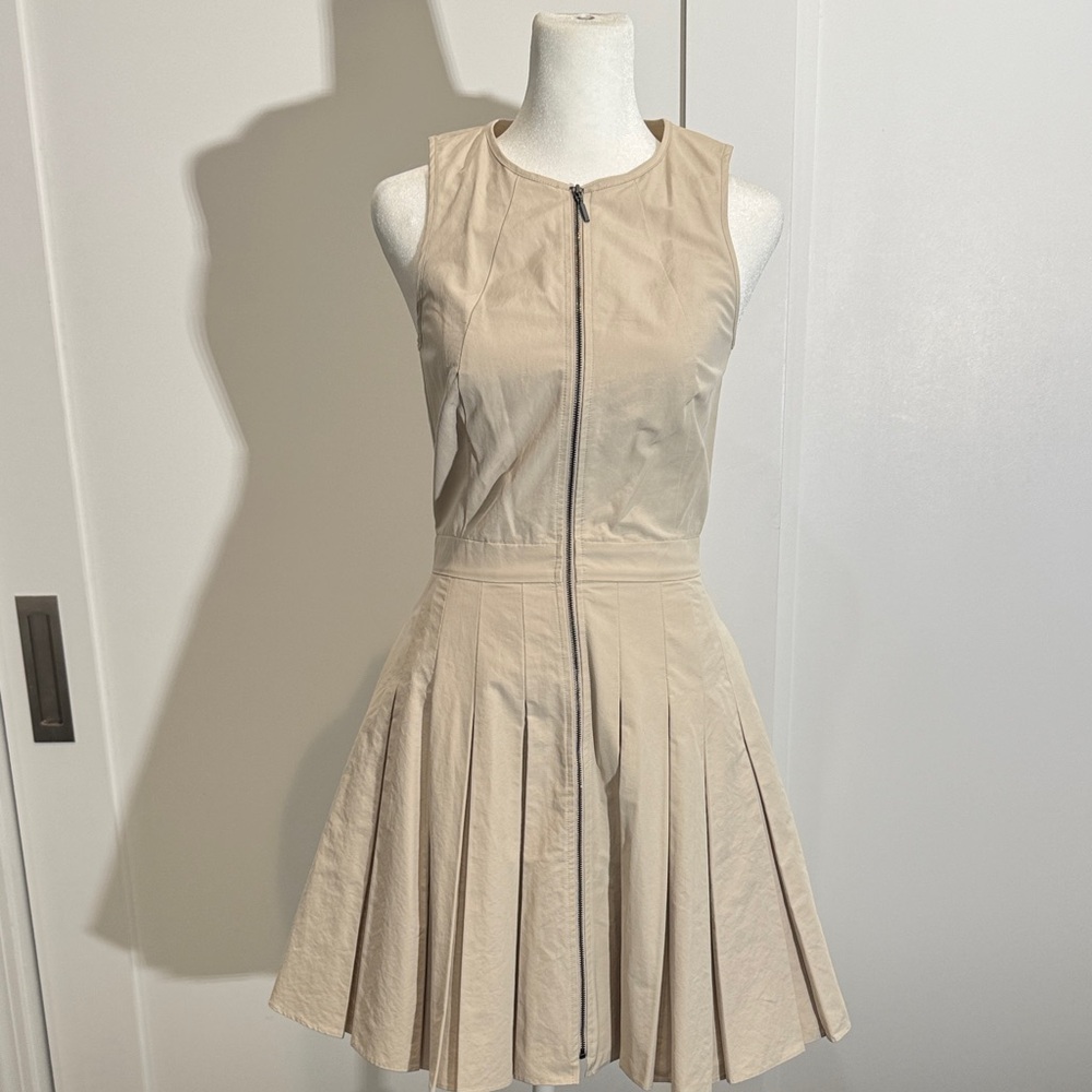 Armani Exchange Beige Zip-Front Mini Dress